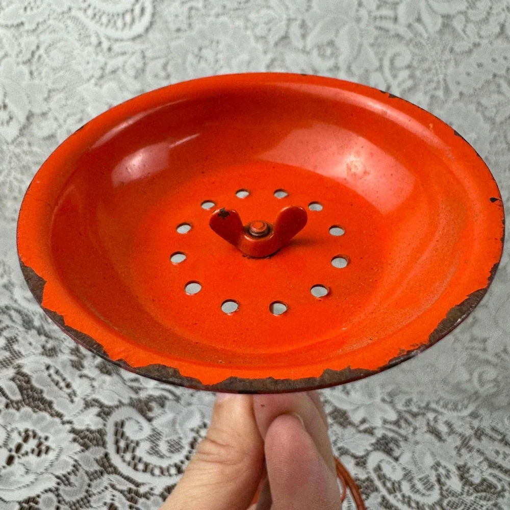 Vintage Orange Metal Scrollwork Earring Stand Jewelry Display Organizer 11